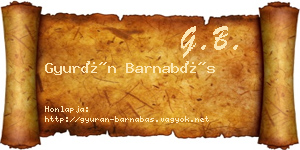 Gyurán Barnabás névjegykártya
